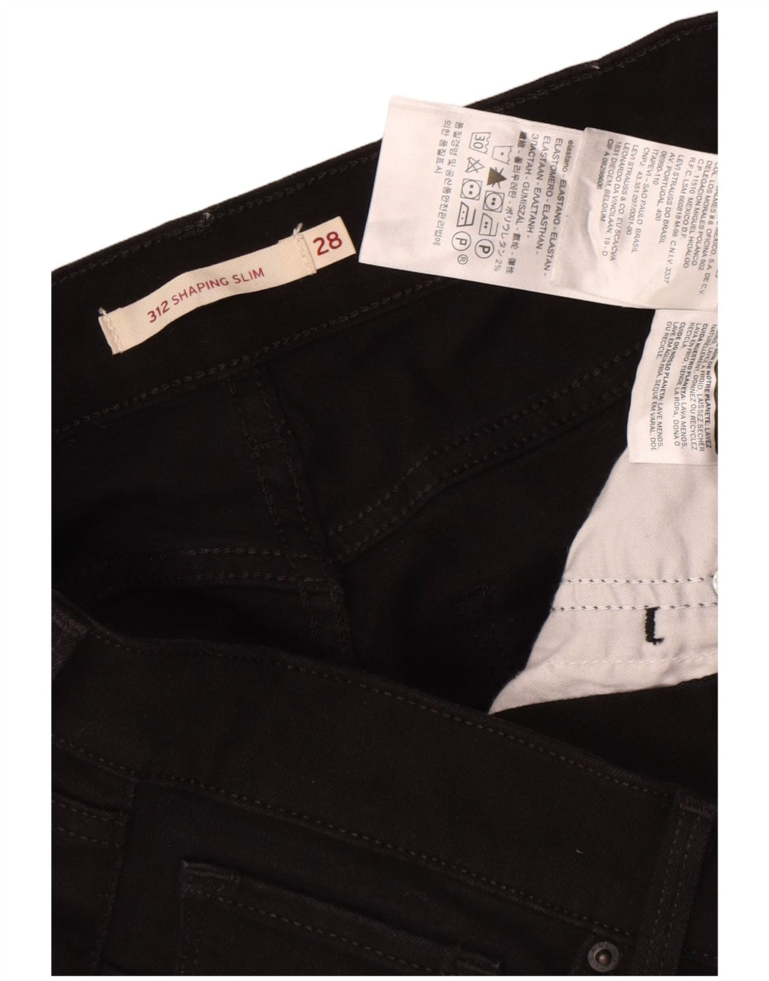 Levi's Womens 312 Shaping Slim Jeans W28 L31 Black Cotton