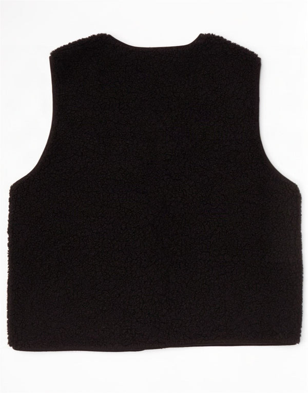 Zara Womens Oversized Fleece Gilet UK 10 Small Black Polyester
