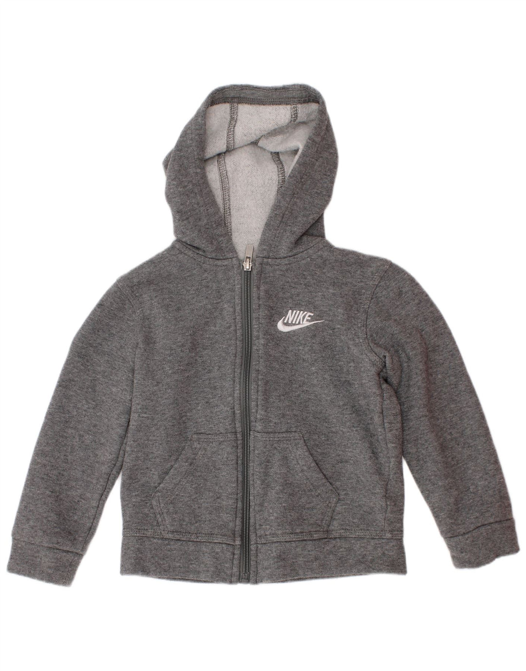 Nike Boys Zip Hoodie Sweater 2-3 Years Grey Flecked Cotton