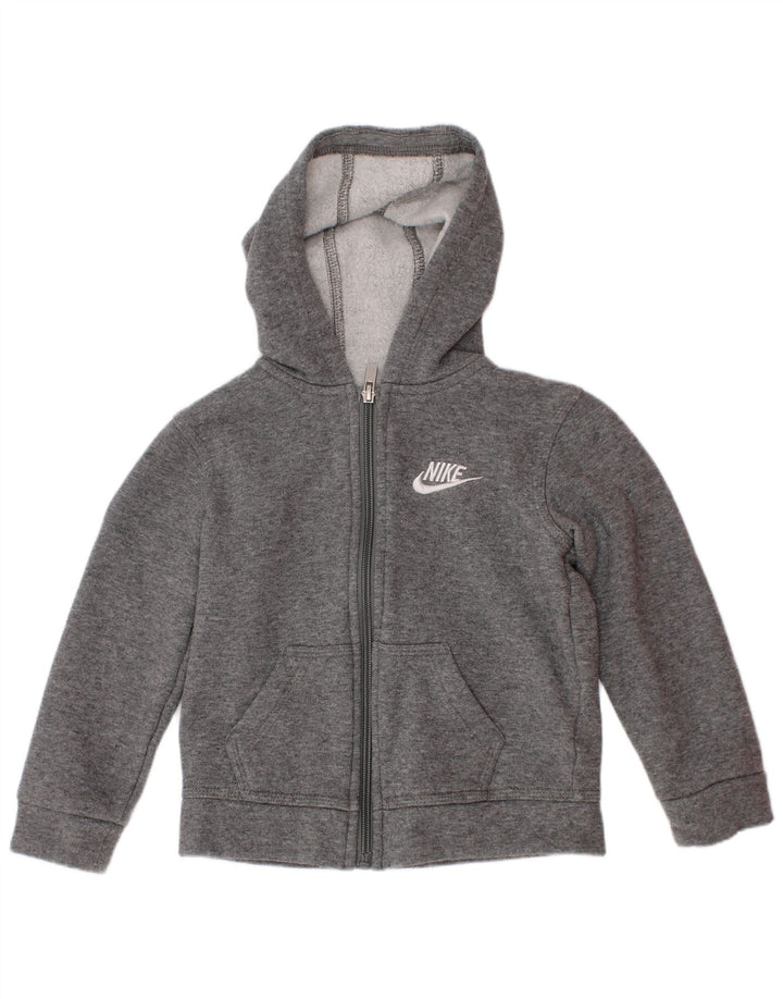 Nike Boys Zip Hoodie Sweater 2-3 Years Grey Flecked Cotton