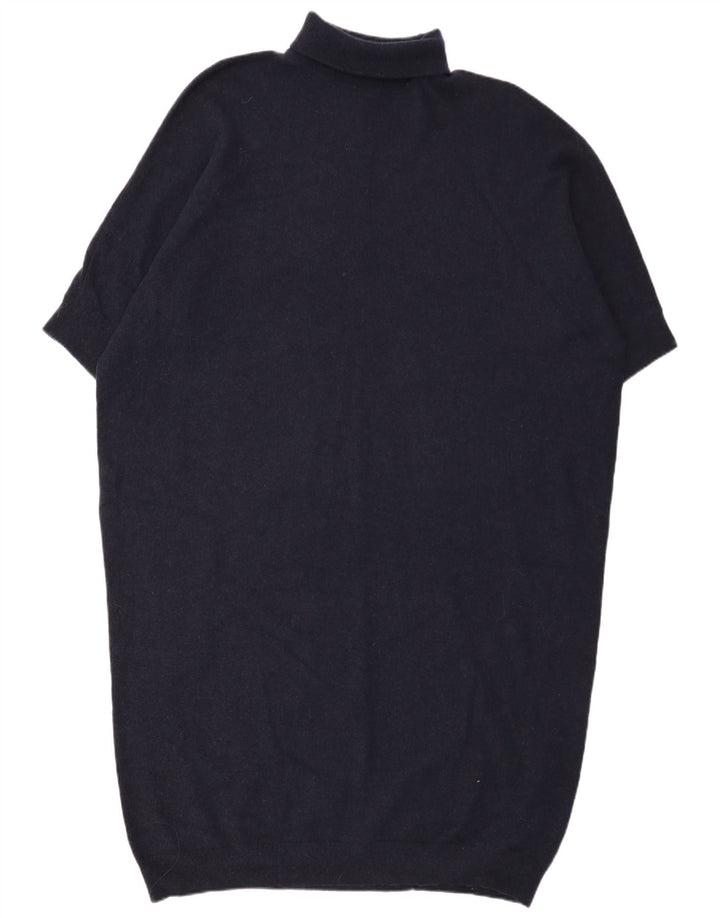 Cos Womens Roll Neck Oversized Jumper Dress UK 16 Large Navy Blue Wool