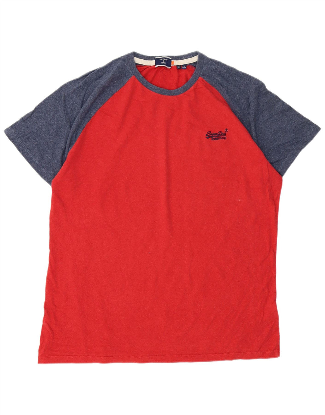 Superdry Mens T-Shirt Top 2XL Red Colourblock Cotton