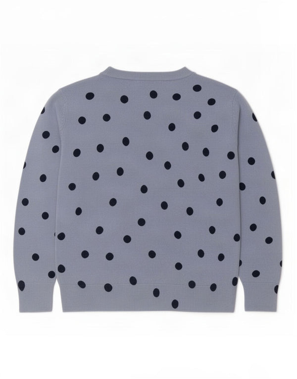 Marks & Spencer Womens Boat Neck Jumper Sweater UK 10 Small Blue Polka Dot