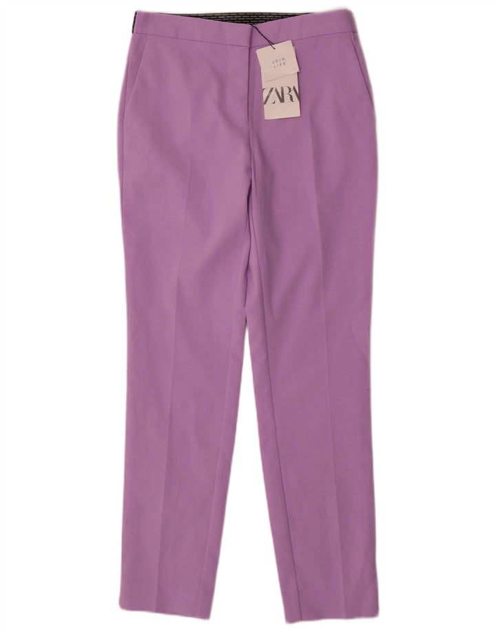 Zara Womens Slim Suit Trousers Small W27 L27 Purple Polyester