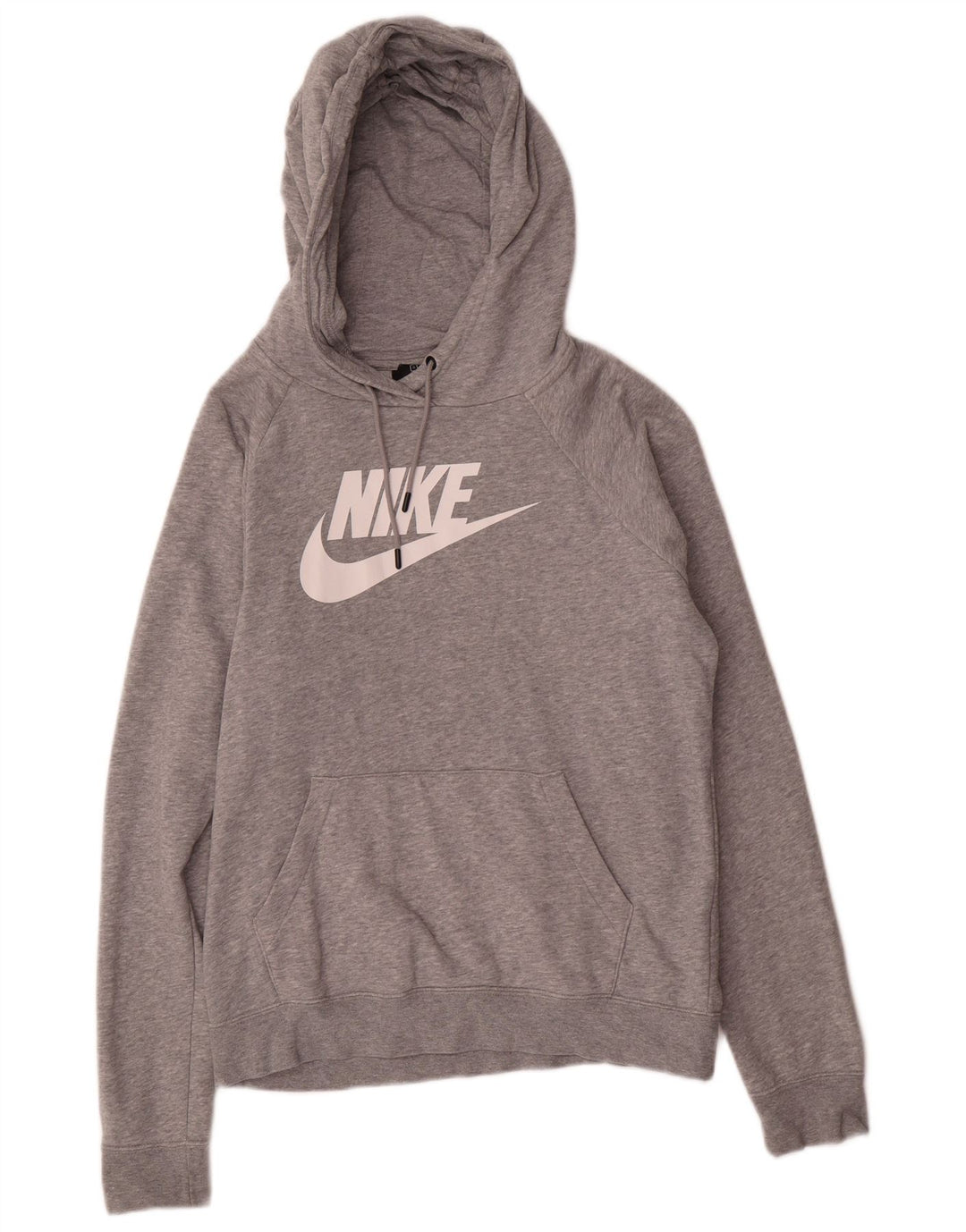 NIKE Mens Graphic Hoodie Jumper Small Grey Flecked Cotton