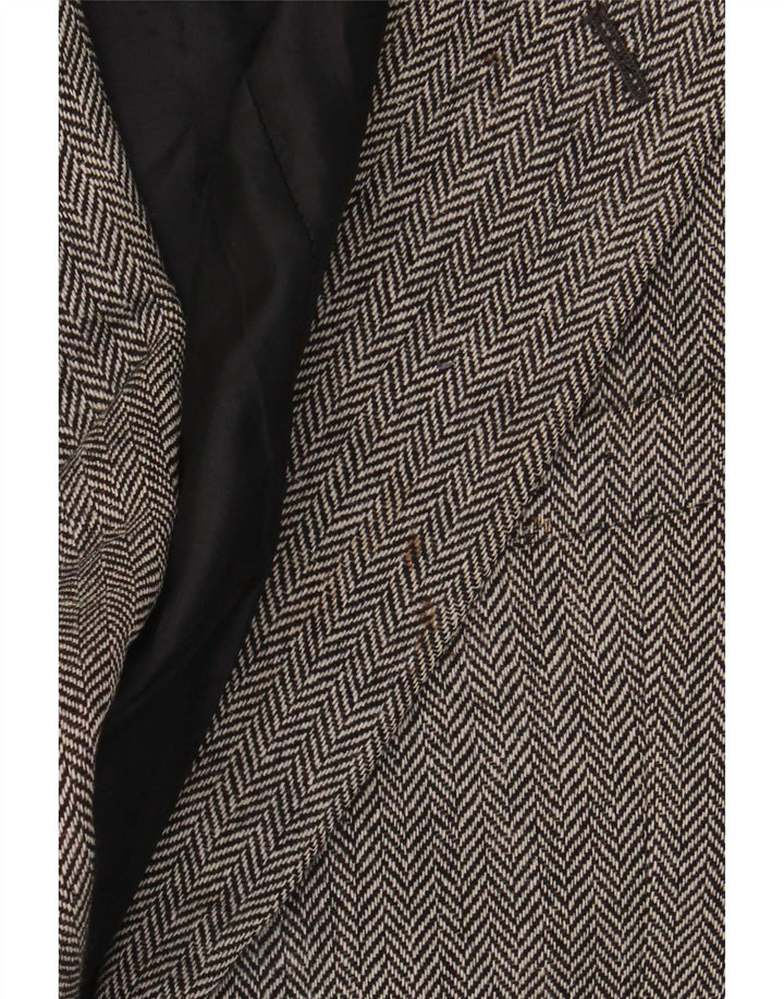Marks & Spencer Mens 2 Button Blazer Jacket UK 42 Large Grey Herringbone