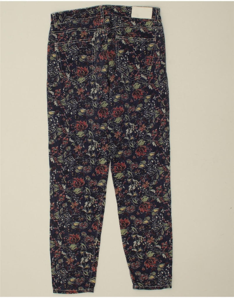 DESIGUAL Womens High Waist Slim Jeans EU 42 Large W30 L26 Navy Blue Floral Vintage Desigual and Second-Hand Desigual from Messina Hembry 