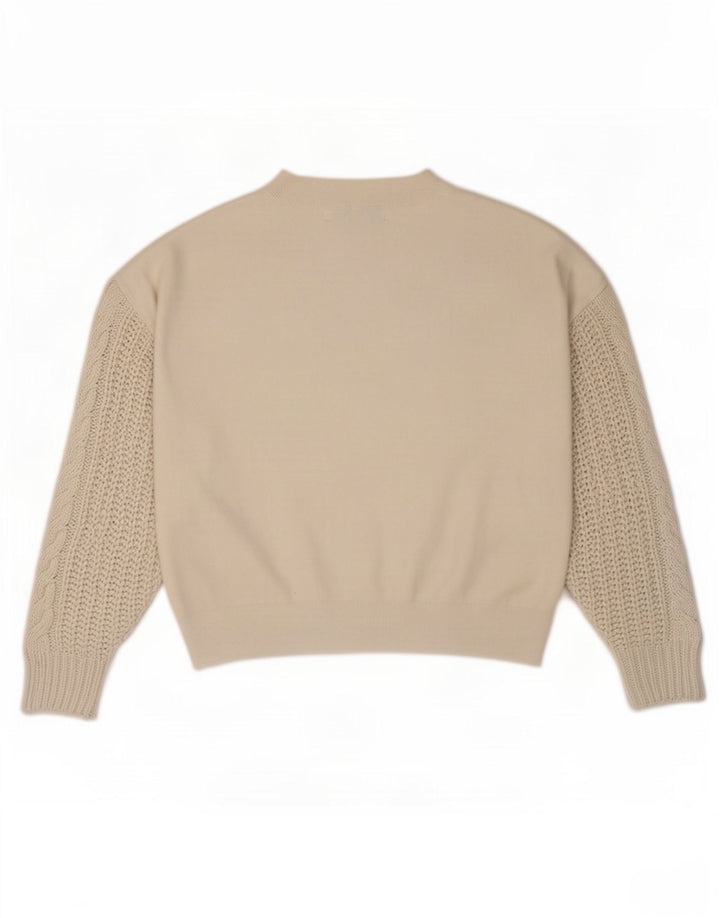 Zara Womens Oversized Crew Neck Jumper Sweater UK 10 Small White