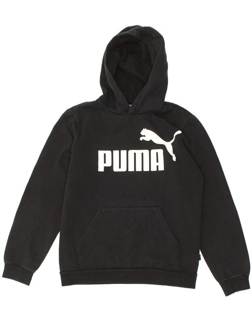 PUMA Boys Graphic Hoodie Jumper 13-14 Years Black Cotton | Vintage Puma | Thrift | Second-Hand Puma | Used Clothing | Messina Hembry 