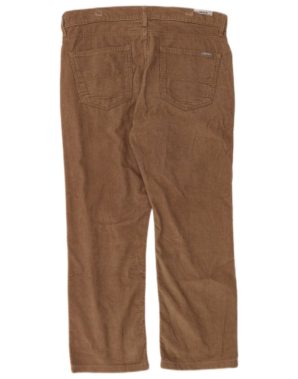 MARKS & SPENCER Mens Straight Corduroy Trousers W34 L29 Brown Cotton
