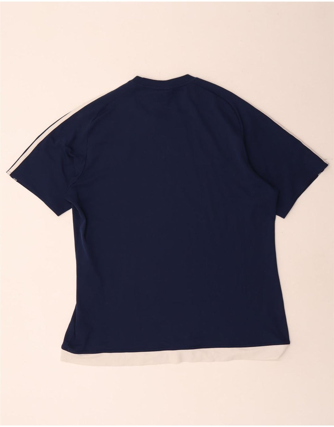 Adidas Mens Climalite T-Shirt Top Large Navy Blue Colourblock Polyester