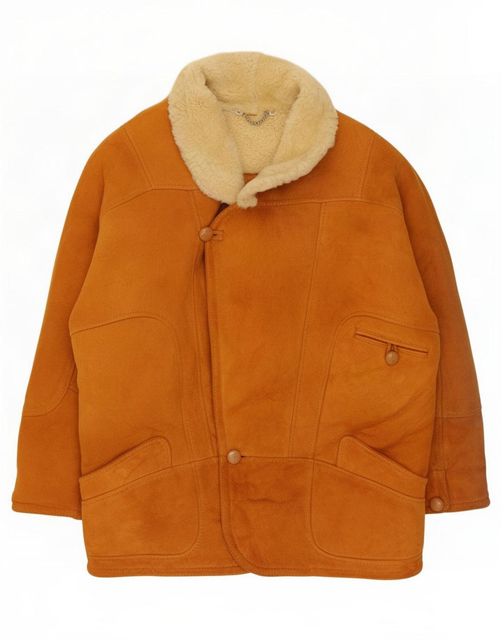 Vintage Mens Shearling Jacket IT 50 Large Beige