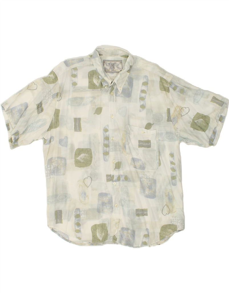 VINTAGE Mens Abstract Pattern Short Sleeve Shirt 2XL Green Vintage Vintage and Second-Hand Vintage from Messina Hembry 