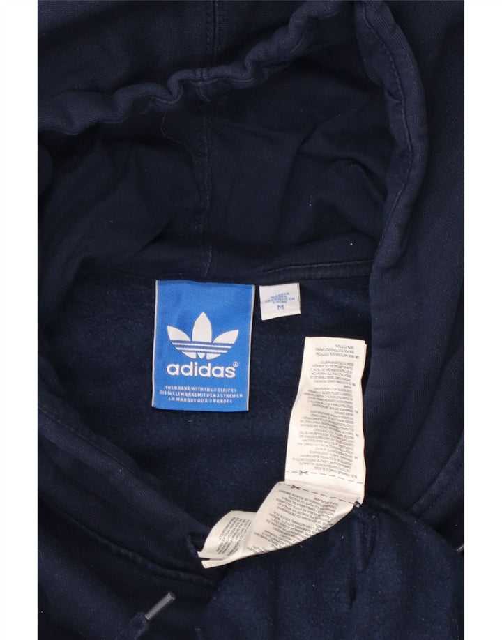 ADIDAS Mens Graphic Hoodie Jumper Medium Navy Blue Cotton