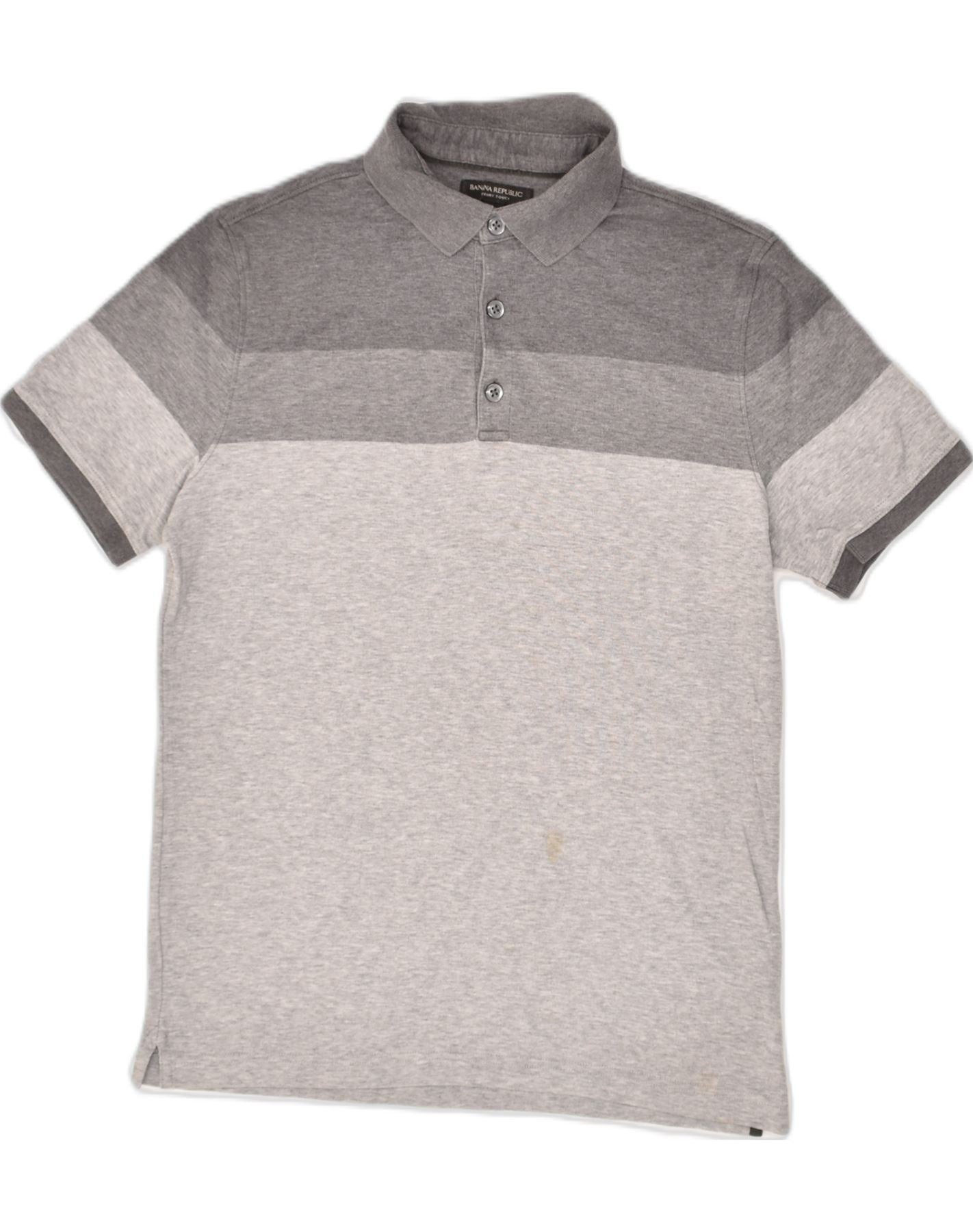 BANANA REPUBLIC Mens Polo Shirt Small Grey Colourblock Cotton