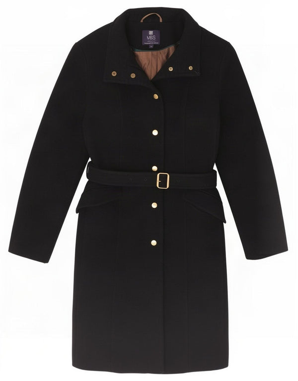 Marks & Spencer Womens Overcoat UK 14 Medium Black Wool
