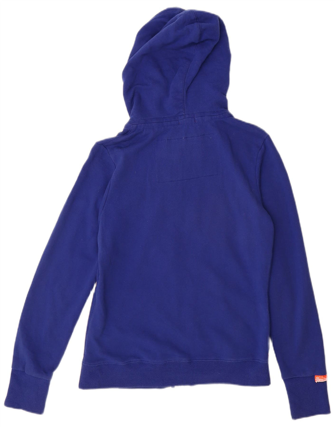 Superdry Womens Zip Hoodie Sweater UK 12 Medium  Blue Cotton