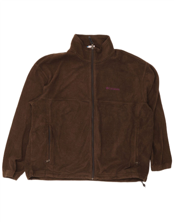 Columbia Mens Fleece Jacket UK 44 2XL Brown Polyester