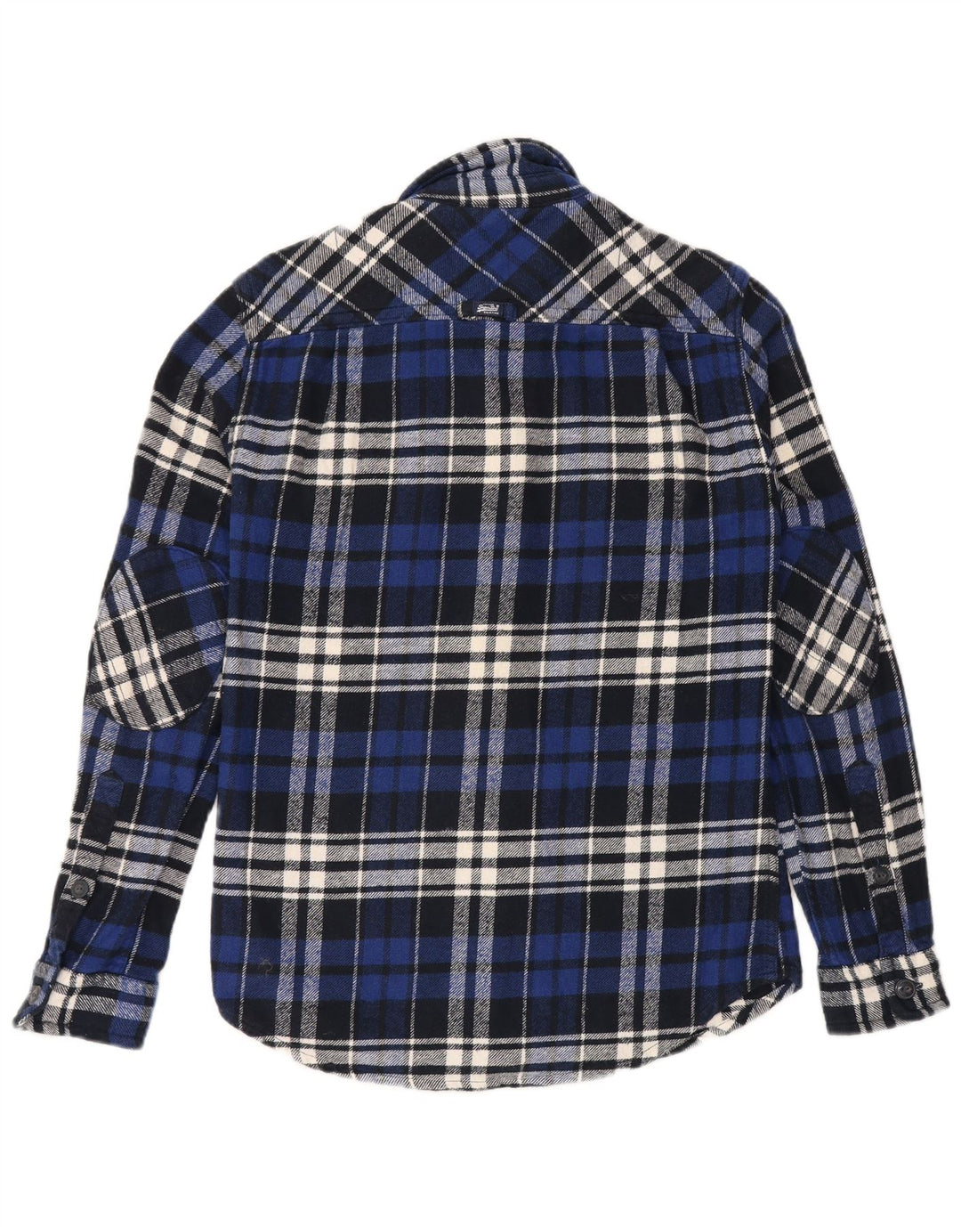 SUPERDRY Mens Flannel Shirt Small Blue Check Cotton