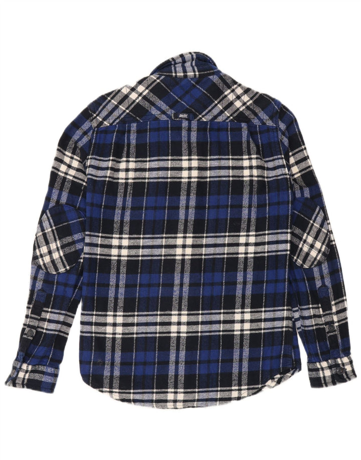 SUPERDRY Mens Flannel Shirt Small Blue Check Cotton
