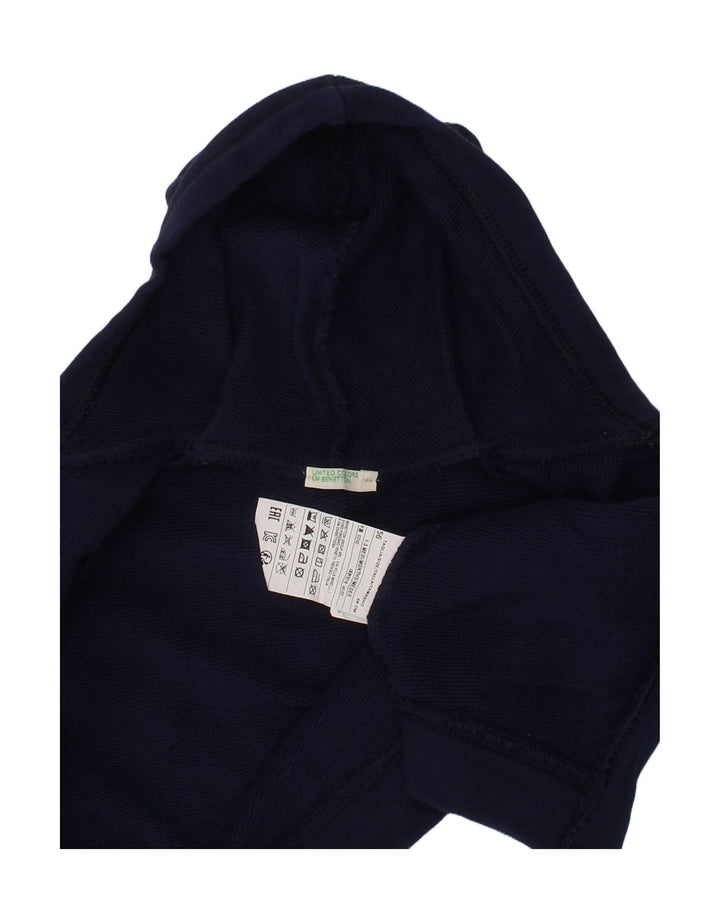 BENETTON Baby Boys Zip Hoodie Sweater 0-3 Months Navy Blue Cotton