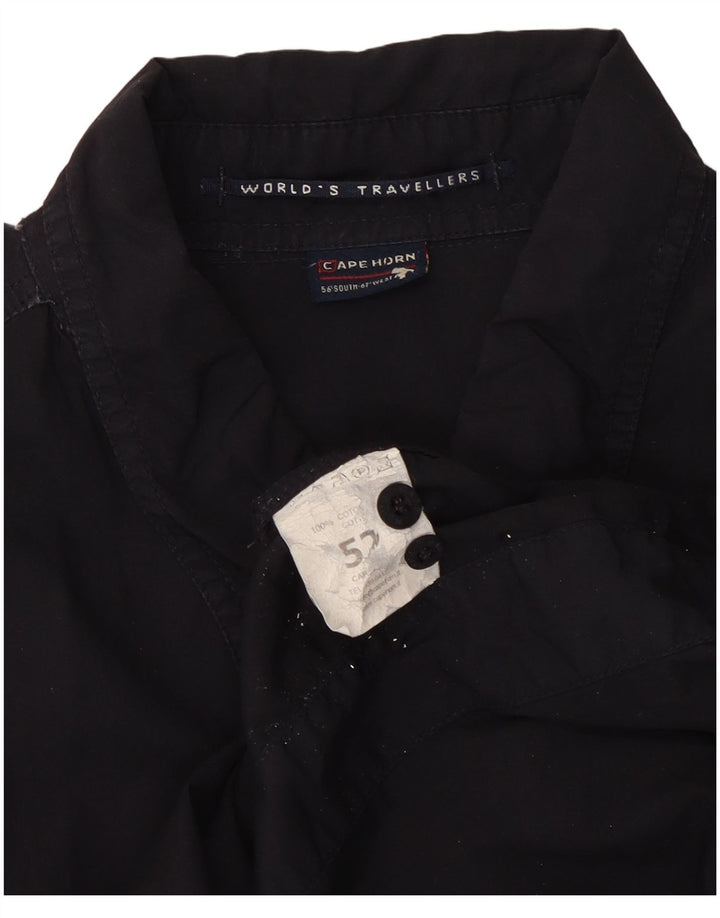 Cape Horn Mens Short Sleeve Shirt IT 52 Large Navy Blue Cotton