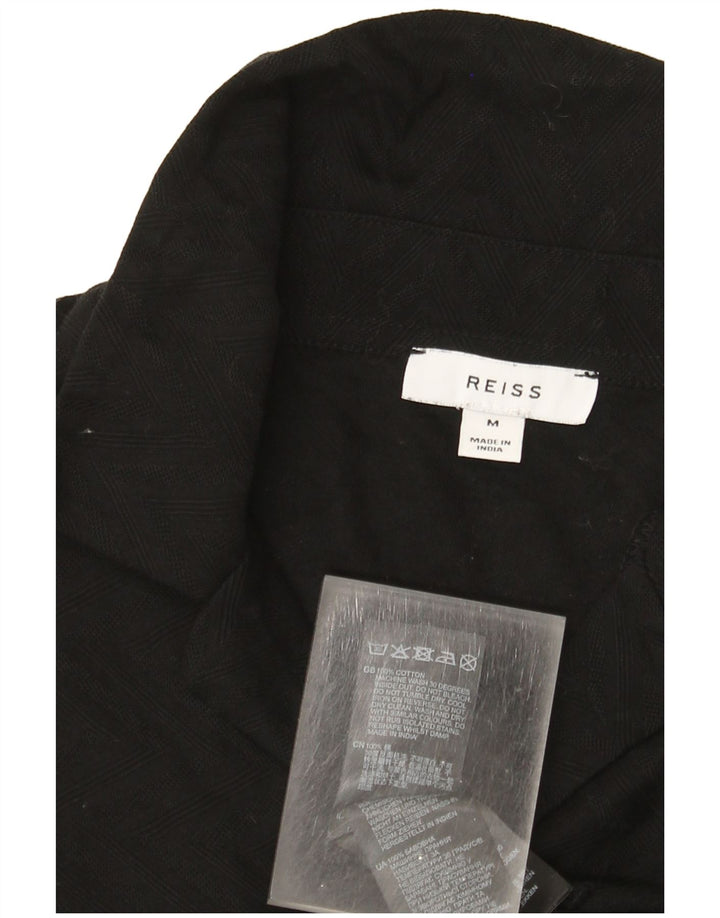 Reiss Mens Shirt Medium Black Geometric Cotton