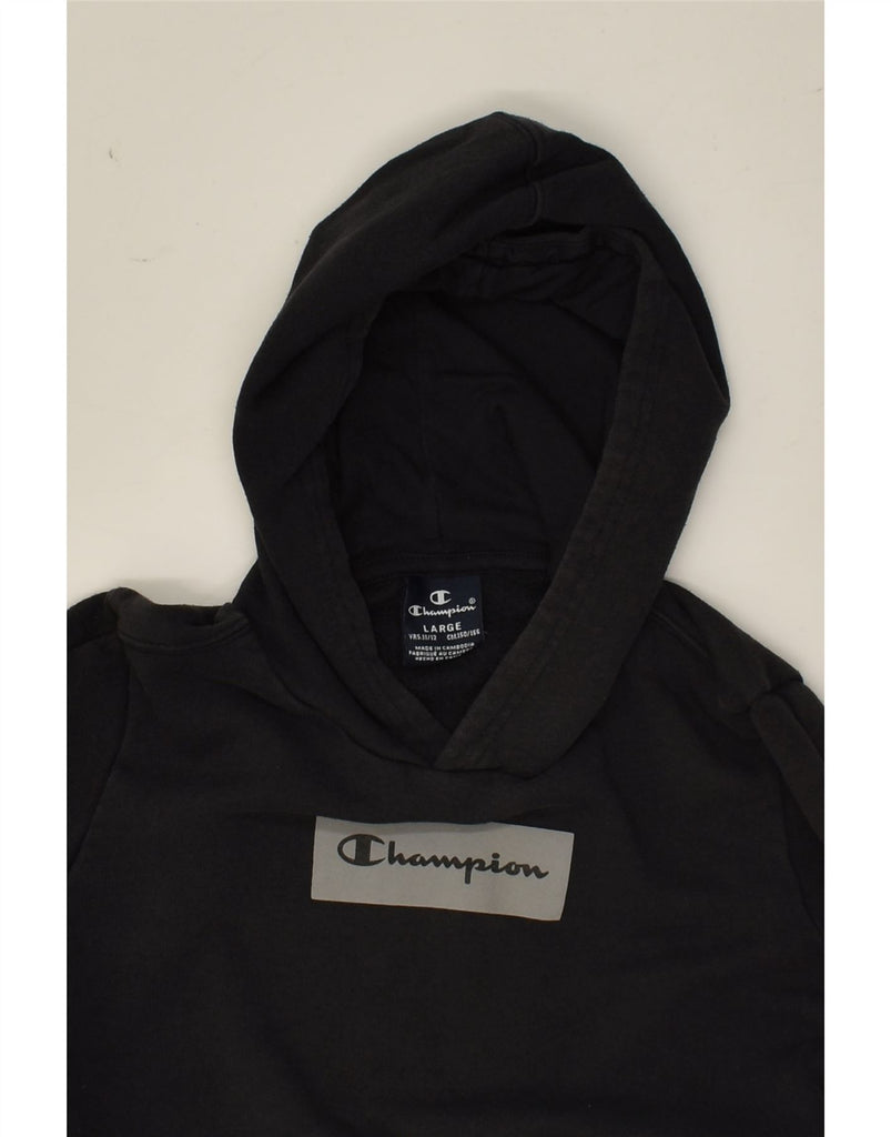 CHAMPION Boys Graphic Hoodie Jumper 11-12 Years Large  Black | Vintage Champion | Thrift | Second-Hand Champion | Used Clothing | Messina Hembry 