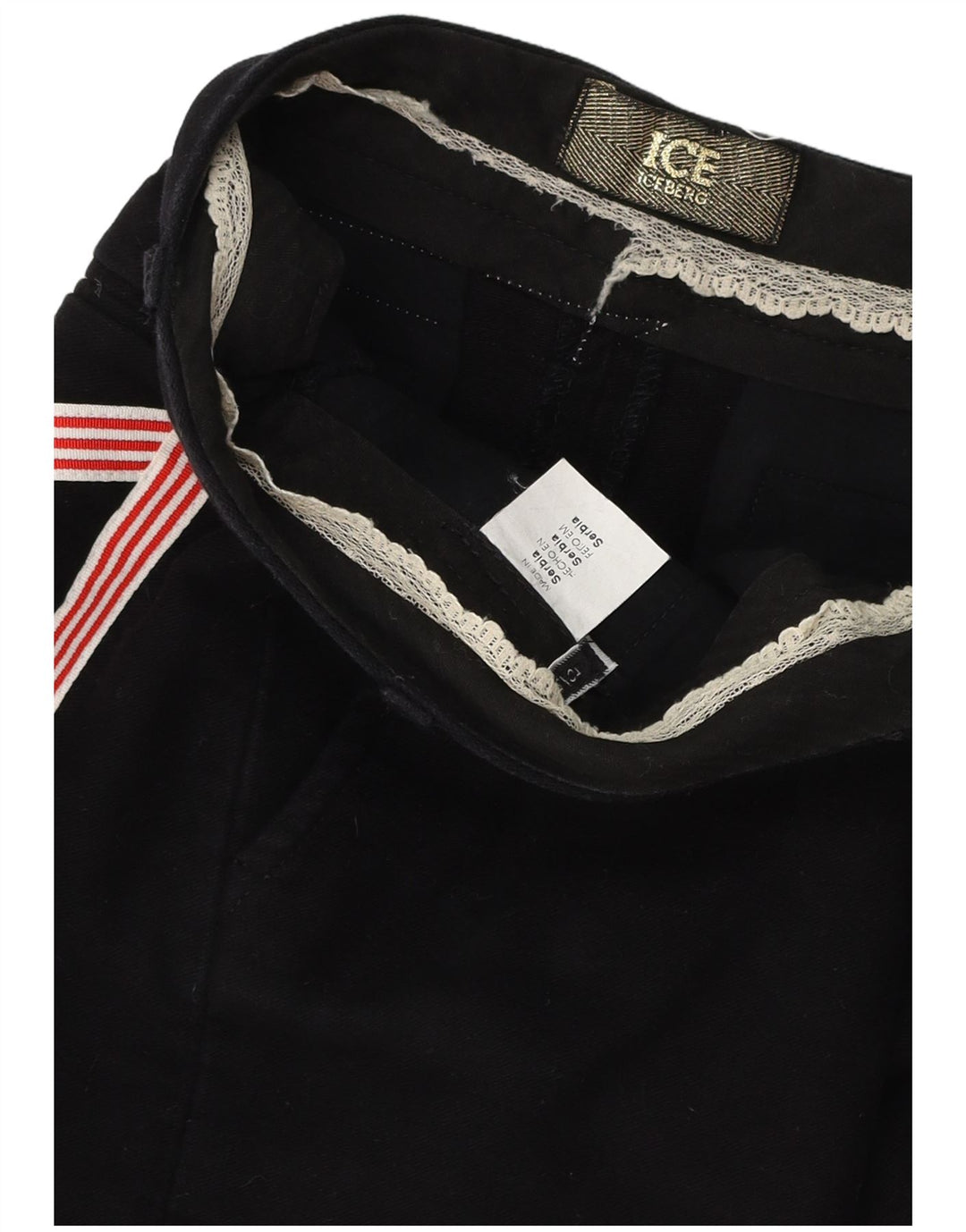 Iceberg Womens Graphic Chino Shorts W30 Medium Black Cotton