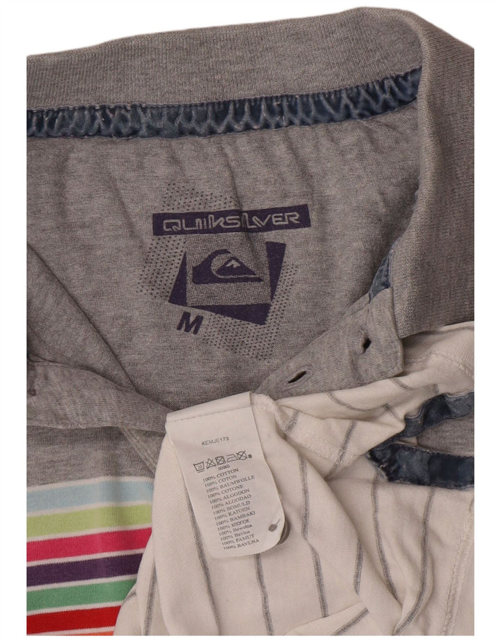 Quiksilver Mens Polo Shirt Medium Grey Striped Cotton