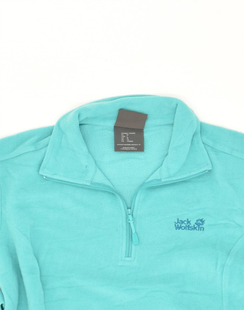 JACK WOLFSKIN Womens Zip Neck Fleece Jumper UK 12 Medium Turquoise | Vintage Jack Wolfskin | Thrift | Second-Hand Jack Wolfskin | Used Clothing | Messina Hembry 