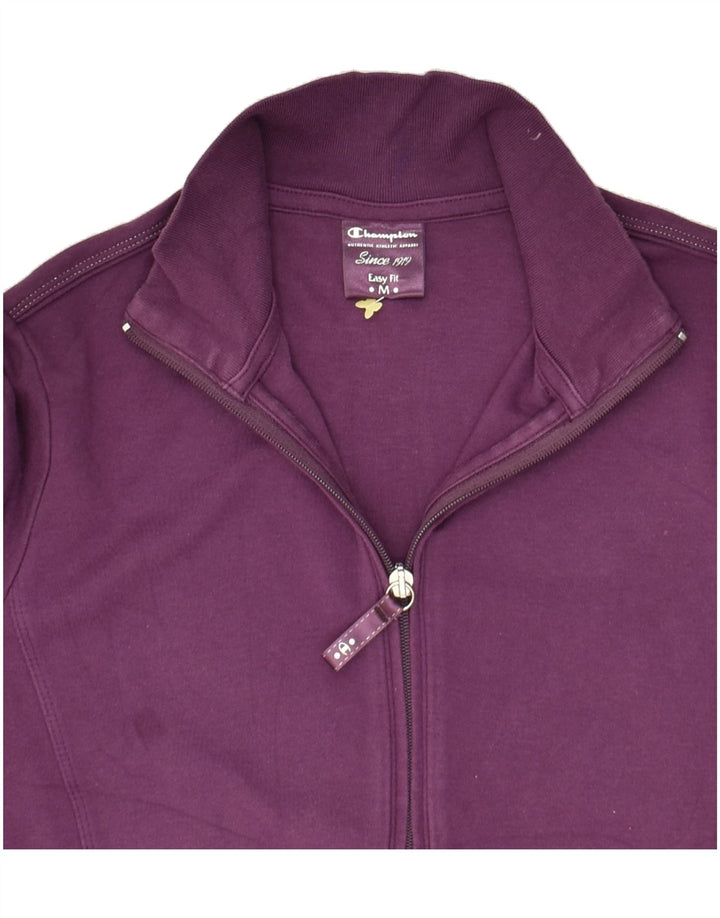 CHAMPION Womens Easy Fit Tracksuit Top Jacket UK 14 Medium Purple Cotton Vintage Champion and Second-Hand Champion from Messina Hembry 
