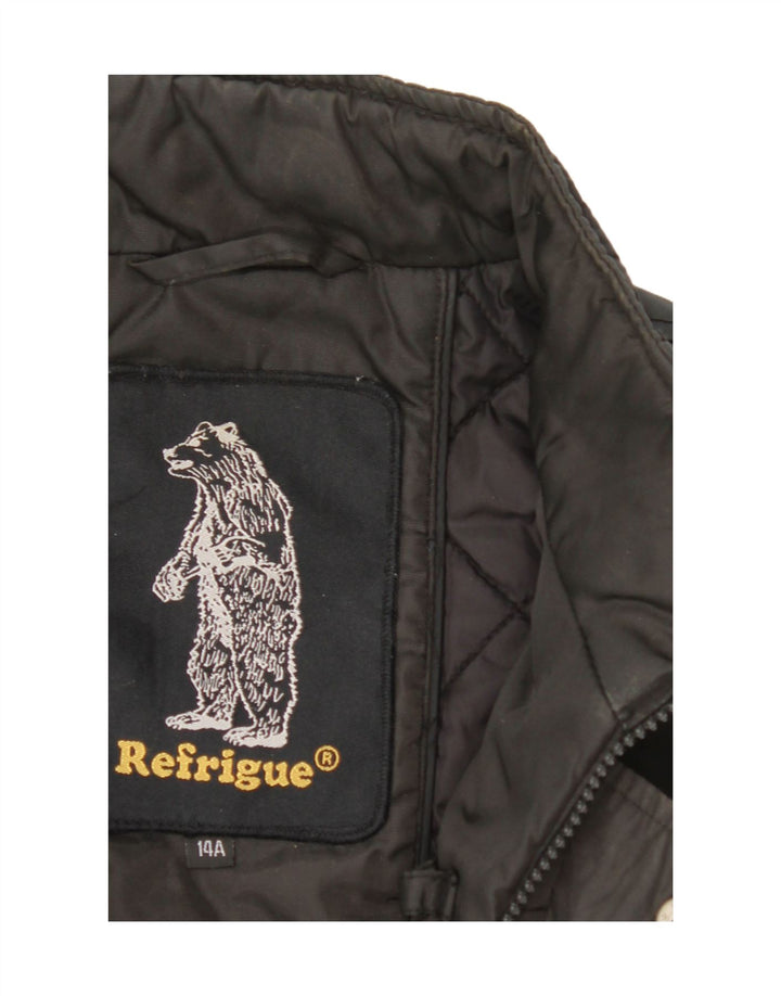 REFRIGUE Boys Bomber Jacket 13-14 Years Black Nylon Vintage Refrigue and Second-Hand Refrigue from Messina Hembry 