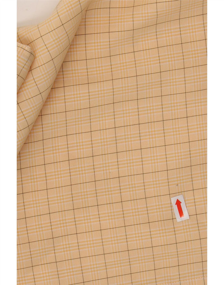 PIERRE CARDIN Mens Short Sleeve Shirt Medium Yellow Check Modal