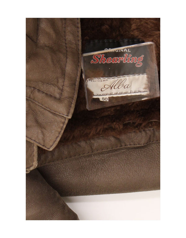 Vintage Mens Shearling Jacket IT 50 Large Brown Shearling