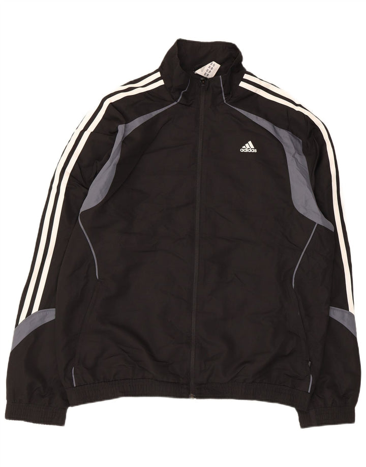 Adidas Mens Tracksuit Top Jacket UK 42/44 Large Black Colourblock Polyester
