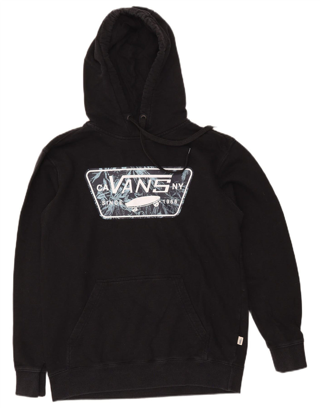 Vans Mens Graphic Hoodie Jumper Small Black Cotton