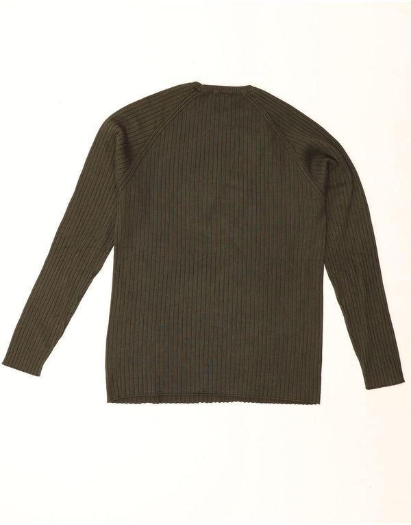 Zara Mens Crew Neck Jumper Sweater Medium Khaki Viscose