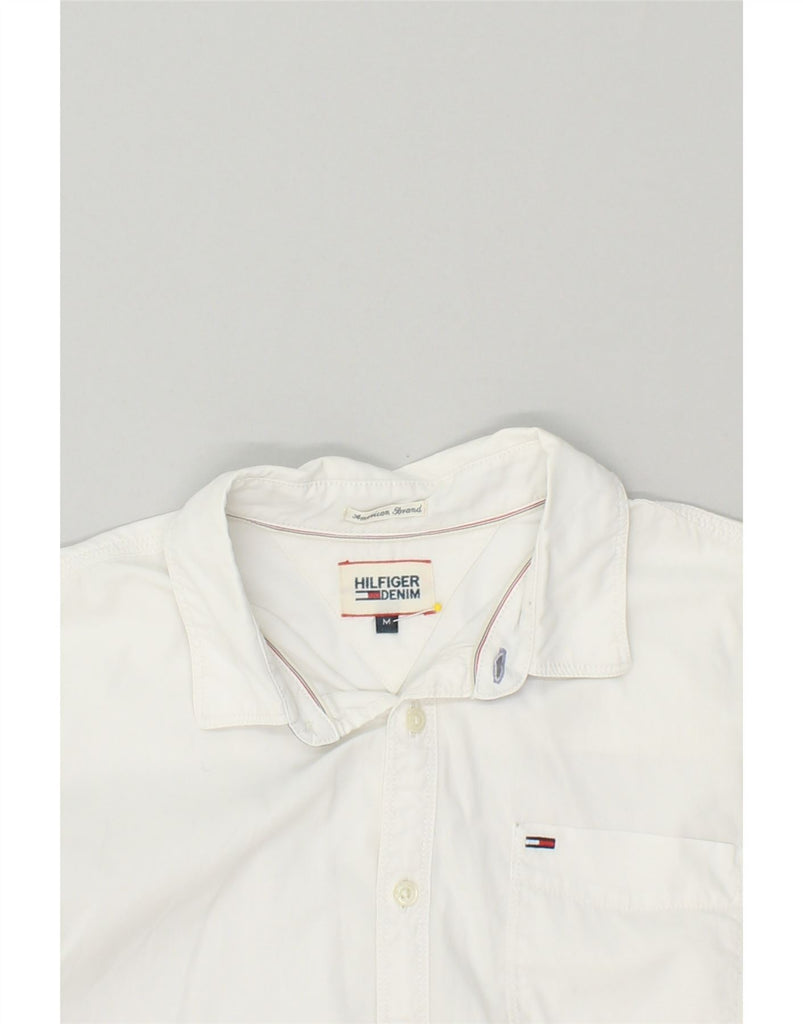 TOMMY HILFIGER Mens American Brand Shirt Medium White Cotton | Vintage Tommy Hilfiger | Thrift | Second-Hand Tommy Hilfiger | Used Clothing | Messina Hembry 