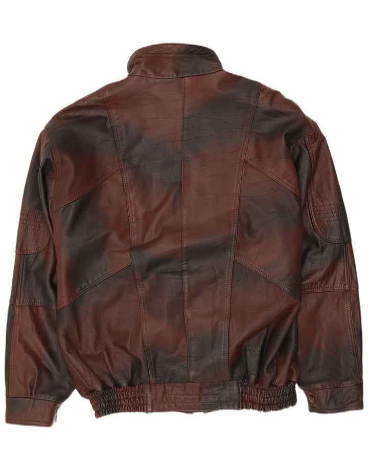 VINTAGE Mens Leather Jacket UK 40 Large Brown Tie Dye
