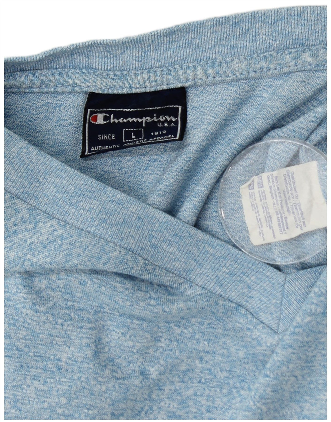 CHAMPION Mens T-Shirt Top Large Blue Flecked Cotton