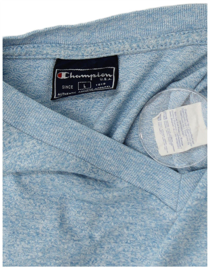 CHAMPION Mens T-Shirt Top Large Blue Flecked Cotton