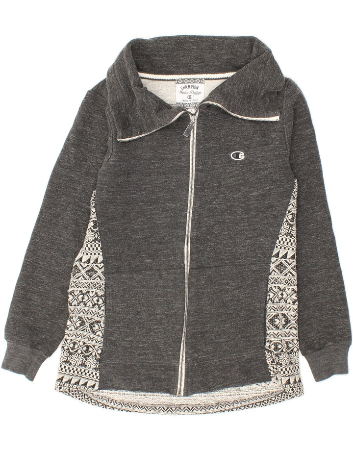 CHAMPION Womens Tracksuit Top Jacket UK 10 Small Grey Fair Isle Cotton Vintage Champion and Second-Hand Champion from Messina Hembry 