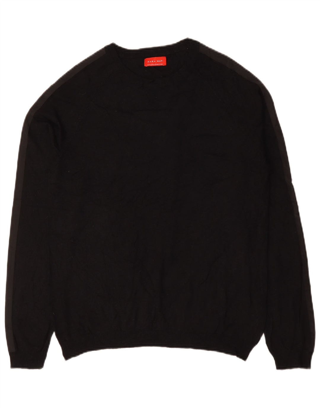 Zara Mens Crew Neck Jumper Sweater Medium Black