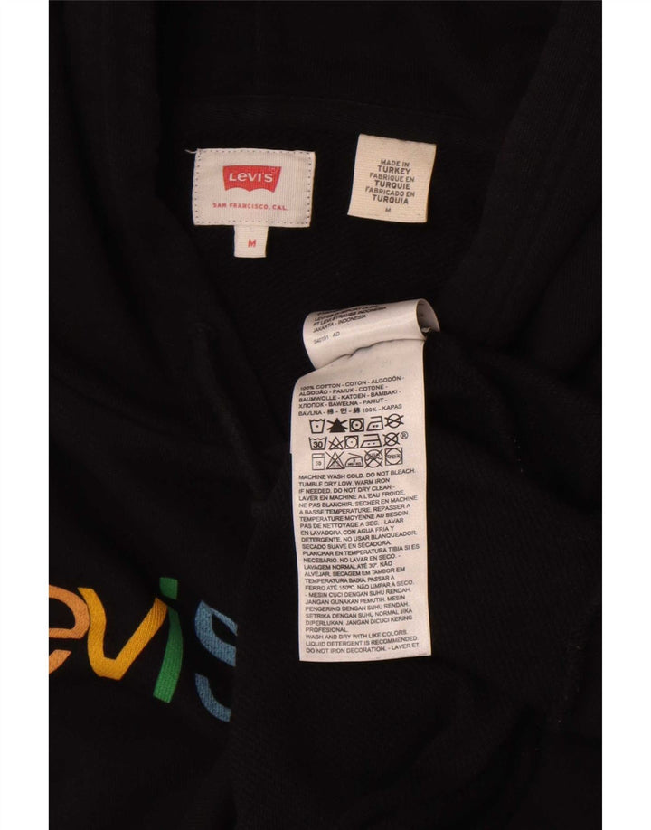 Levi's Mens Graphic Hoodie Jumper Medium Black Cotton