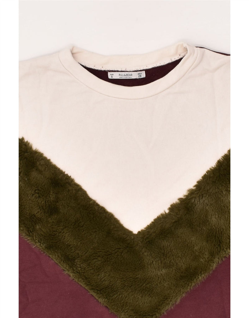 PULL & BEAR Womens Sweatshirt Jumper UK 10 Small Purple Colourblock Cotton | Vintage Pull & Bear | Thrift | Second-Hand Pull & Bear | Used Clothing | Messina Hembry 