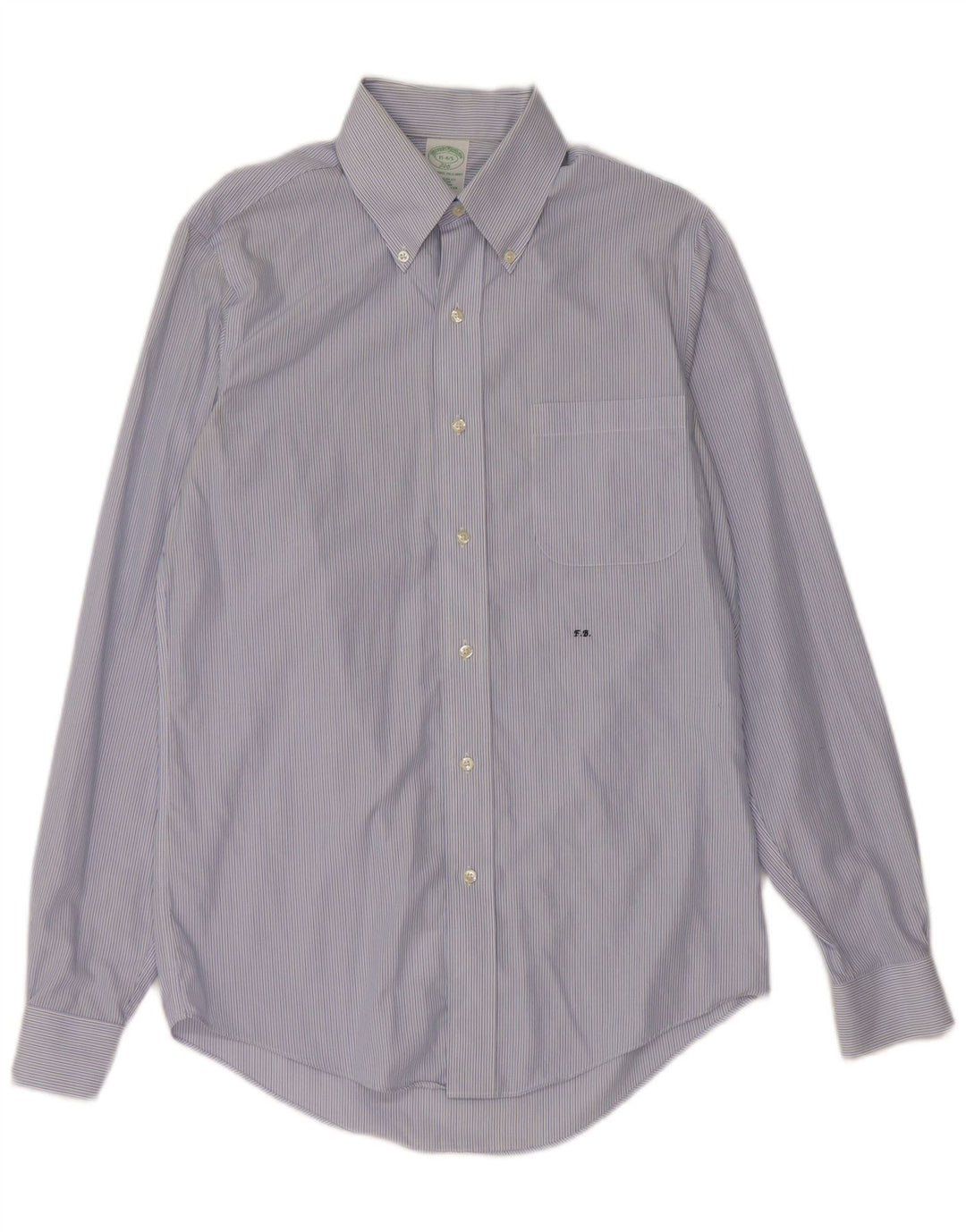 Brooks Brothers Mens 346 Shirt Size 15 Medium Blue Striped Cotton