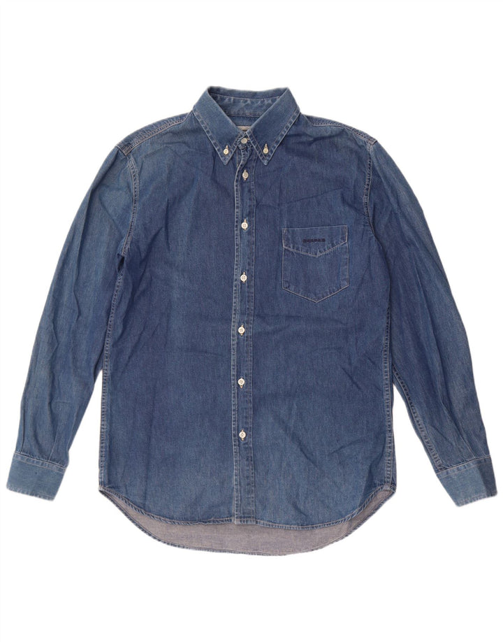 KEEGAN Mens Denim Shirt Large Blue Cotton