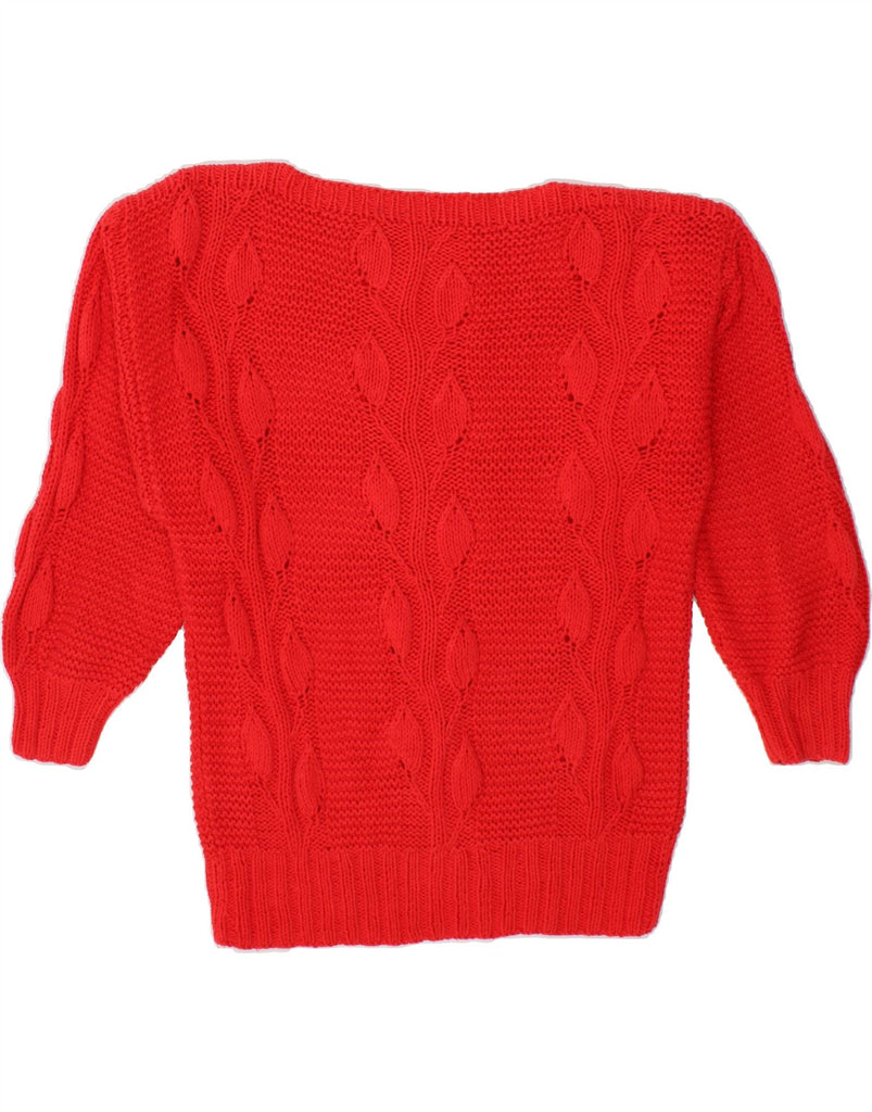 VINTAGE Womens Boat Neck Jumper Sweater UK 14 Medium Red Vintage Vintage and Second-Hand Vintage from Messina Hembry 