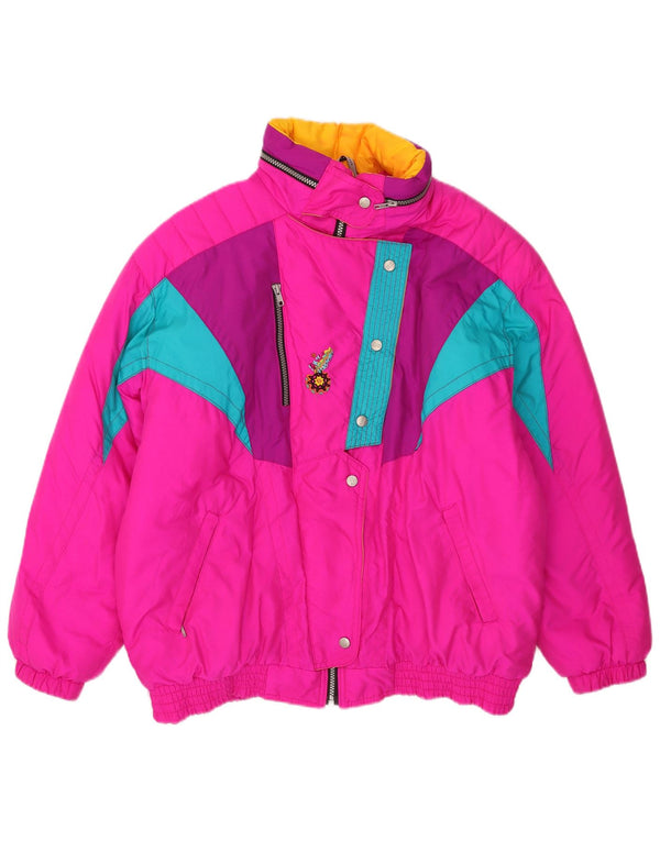 Womens Hooded Ski Jacket EU 46 XL Pink Colourblock Polyamide